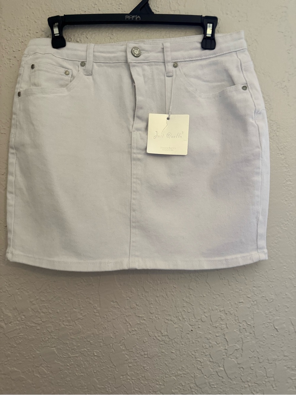 Crisp White Mini Denim Skirt with Front Pockets